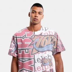 Mitchell & Ness Jumbotron 2.0 Sublimated Philadelphia 76ers Men's T-Shirt WHITE -Lifestyle Ρούχα Εκπτώσεις mitchell ness jumbotron 20 sublimated s s tee 8
