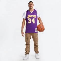 Mitchell & Ness ΝΒΑ Shaquille O'Neal Los Angeles Lakers 1999-00 Swingman Men's Jersey PURPLE -Lifestyle Ρούχα Εκπτώσεις mitchell ness nba swingman jersey la lakers 5