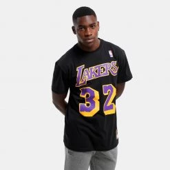 Mitchell & Ness Name & Number Magic Johnson Los Anngeles Lakers Ανδρικό T-Shirt Black -Lifestyle Ρούχα Εκπτώσεις mitchell ness nn teelos angeles lakers 6