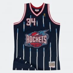 Mitchell & Ness Houston Rockets Road 1996-97 Hakeem Olajuwon Men's Swingman Jersey NAVY