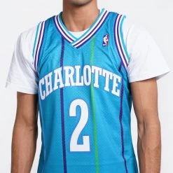 Mitchell & Ness Larry Johnson Charlotte Hornets Swingman Men's Jersey TEAL -Lifestyle Ρούχα Εκπτώσεις mitchell ness swingman jersey larry johnson 2 2