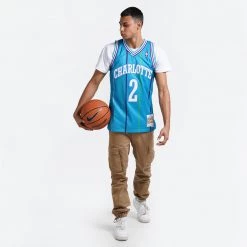Mitchell & Ness Larry Johnson Charlotte Hornets Swingman Men's Jersey TEAL -Lifestyle Ρούχα Εκπτώσεις mitchell ness swingman jersey larry johnson 2 4
