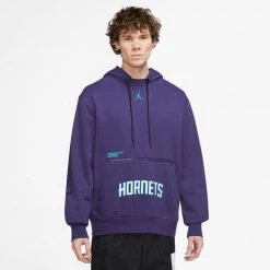 Nike Jorndan NBA Charlotte Hornets Ανδρική Μπλούζα με Κουκούλα NEW ORCHID