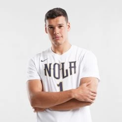 Nike New Orleans Pelicans Ανδρικό T-shirt WHITE/WILLIAMSON ZION -Lifestyle Ρούχα Εκπτώσεις nike nop m nk es mmt nn ss tee 2