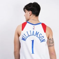 Nike NBA Zion Williamson New Orleans Pelicans City Edition Swingman Men's Jersey WHITE/WILLIAMSON ZION -Lifestyle Ρούχα Εκπτώσεις nike nop m swgmn jsy ce 20 3