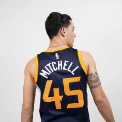 Nike NBA Donovan Mitchell Utah Jazz Icon Edition Men's Jersey COLLEGE NAVY/SUNDIAL/MITCHELL DONOVN -Lifestyle Ρούχα Εκπτώσεις nike uta m swgmn jsy icon 20 3