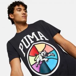 Puma Box Out Ανδρικό T-Shirt PUMA BLACK -Lifestyle Ρούχα Εκπτώσεις puma box out ss tee 1 3